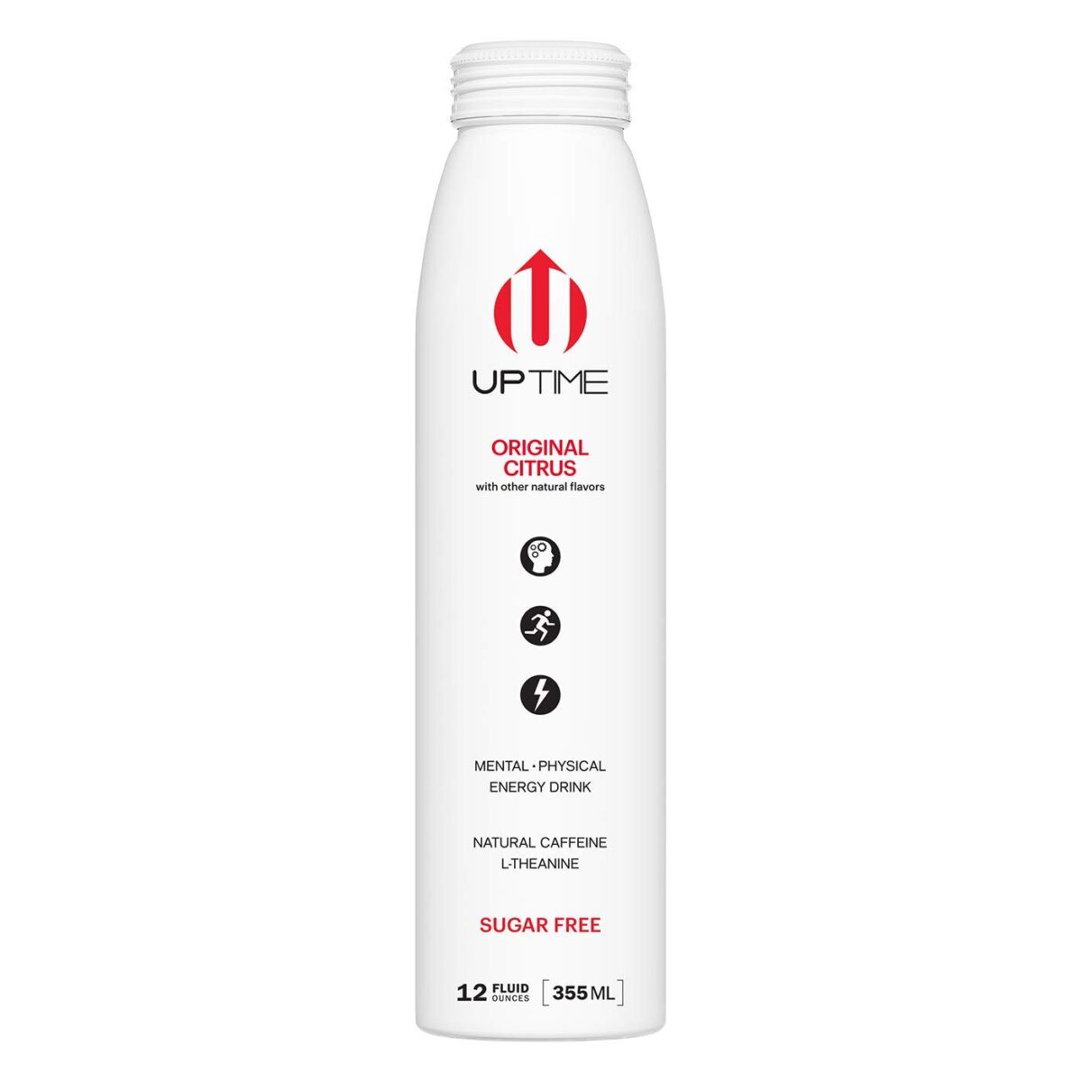 UPTIME – Original Citrus – Zero Sugar (12 Pack), Premium Energy Drink, 12oz Bottles, Natural Caffeine, Sparkling, Natural Flavors, 5 Calories
